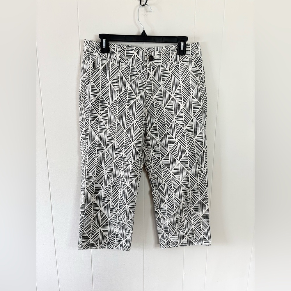 Soft Surroundings printed cotton cropped straight leg pants size 10P